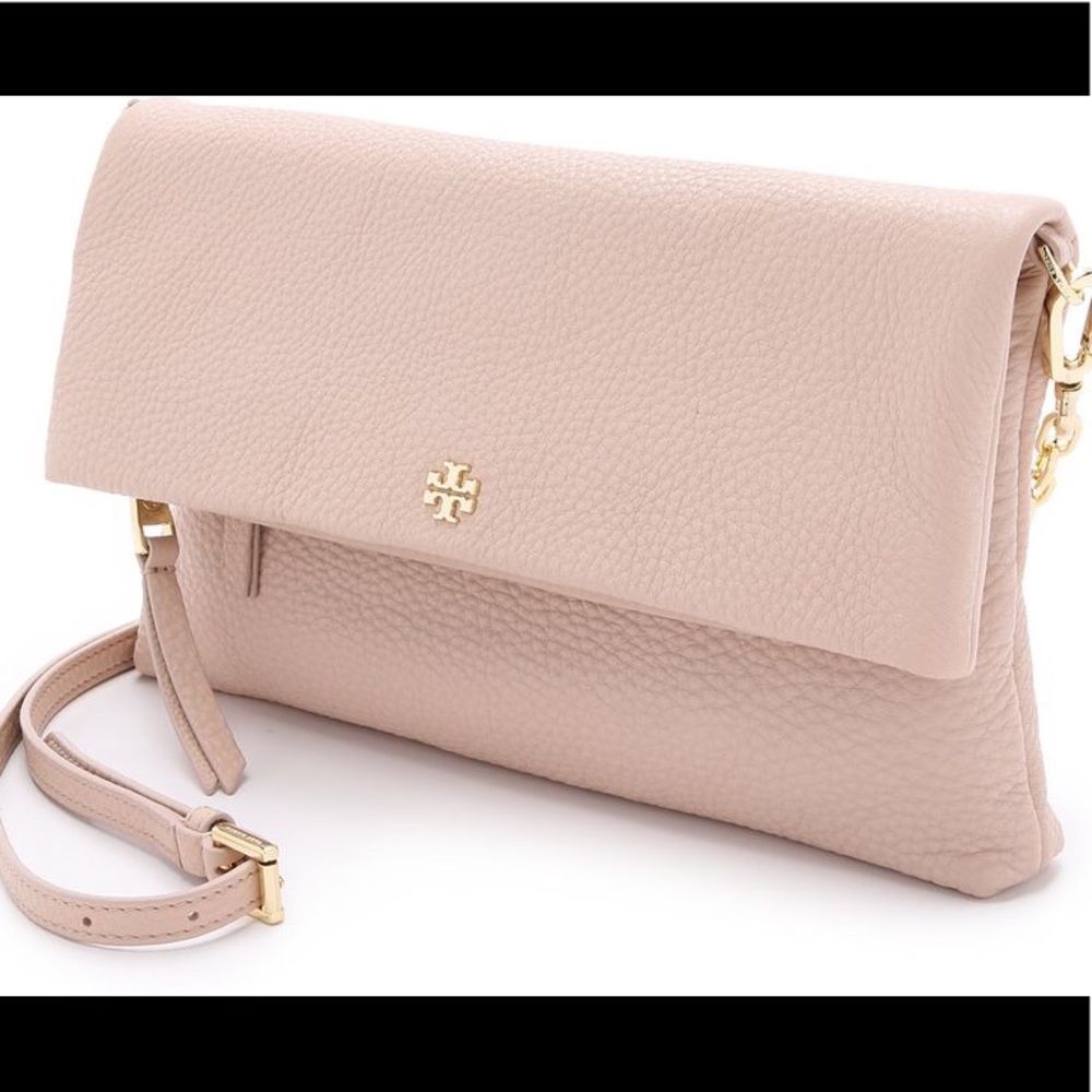 Tory Burch Blush Foldover Crossbody Clutch Bag
